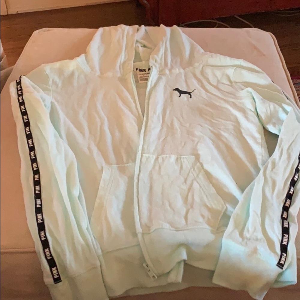 light blue zip up